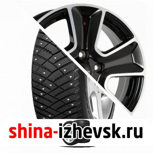 Колесо в сборе Goodyear Ultra Grip Ice Arctic 215/65 R16 T 98 + СКАД KL-263 Renault Duster 6.5xR16 5×114.3 ET50 DIA66.1 Черный глянцевый с полированной лицевой поверхностью в Ижевске